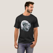 Skeleton Holding Cat Spooky Skull Halloween Gothic T-shirt (Voorkant volledig)