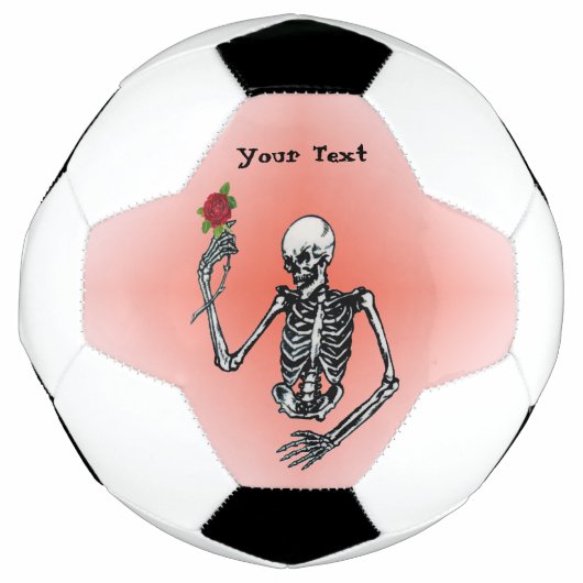 Skeleton Holding Red Rose op stoom in verhoogde ha Voetbal (Voorkant)