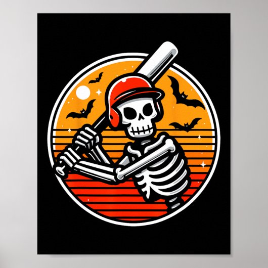 Skeleton honkballer jongens Kinder grappige hallow Poster (Voorkant)