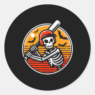Skeleton honkballer jongens Kinder grappige hallow Ronde Sticker