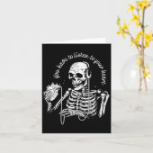 Skeleton Hoofdtelefoon Hart Gothic Muziek Hallowee Kaart (Gele Bloem)