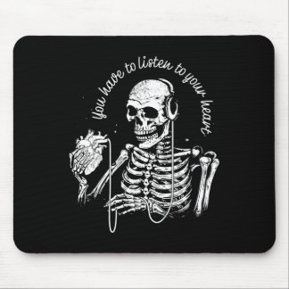 Skeleton Hoofdtelefoon Hart Gothic Muziek Hallowee Muismat