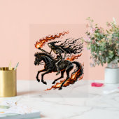 Skeleton Horseman Riding Flaming Horse Acryl Bord (Huwelijk)