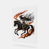 Skeleton Horseman Riding Flaming Horse Acryl Bord (Hoek)