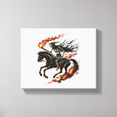 Skeleton Horseman Riding Flaming Horse Canvas Afdruk (Voorkant)