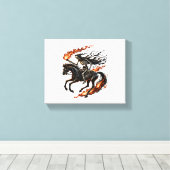 Skeleton Horseman Riding Flaming Horse Canvas Afdruk (Insitu (Houten vloer))