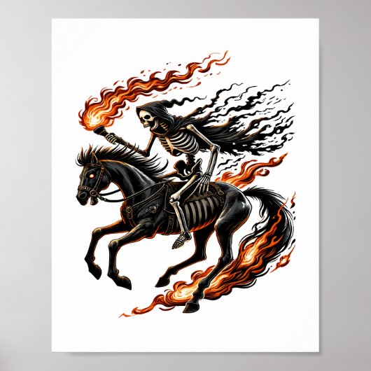 Skeleton Horseman Riding Flaming Horse Poster (Voorkant)