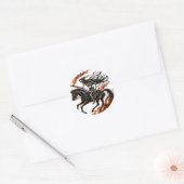 Skeleton Horseman Riding Flaming Horse Ronde Sticker (Envelop)