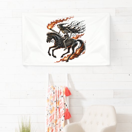 Skeleton Horseman Riding Flaming Horse Spandoek (Insitu)