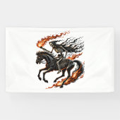 Skeleton Horseman Riding Flaming Horse Spandoek (Horizontaal)