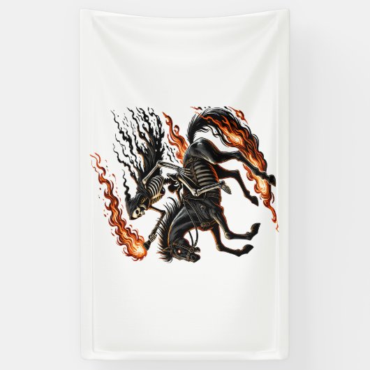 Skeleton Horseman Riding Flaming Horse Spandoek (Verticaal)
