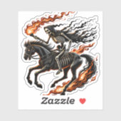 Skeleton Horseman Riding Flaming Horse Sticker (Vel)