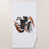 Skeleton Horseman Riding Flaming Horse Strandlaken (Voorkant)