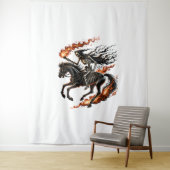 Skeleton Horseman Riding Flaming Horse Wandkleed (In situ)