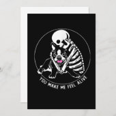 SKELETON HUG BOSTON TERRIER JE MAAKT ME LEVEN AANKONDIGING (Voorkant / Achterkant)