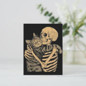  Skeleton Hugging Cat – Cute Gothic Cat Lover Gift Briefkaart (Staand voorkant)