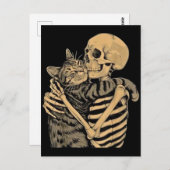  Skeleton Hugging Cat – Cute Gothic Cat Lover Gift Briefkaart (Voorkant / Achterkant)