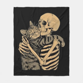  Skeleton Hugging Cat – Cute Gothic Cat Lover Gift Fleece Deken