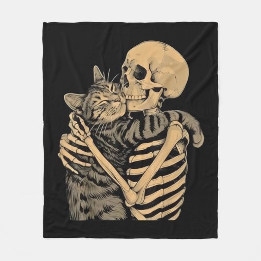  Skeleton Hugging Cat – Cute Gothic Cat Lover Gift Fleece Deken (Voorkant)