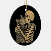  Skeleton Hugging Cat – Cute Gothic Cat Lover Gift Keramisch Ornament (Rechts)