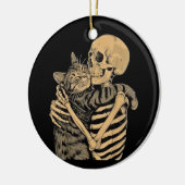  Skeleton Hugging Cat – Cute Gothic Cat Lover Gift Keramisch Ornament (Links)