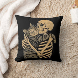 Skeleton Hugging Cat – Cute Gothic Cat Lover Gift Kussen
