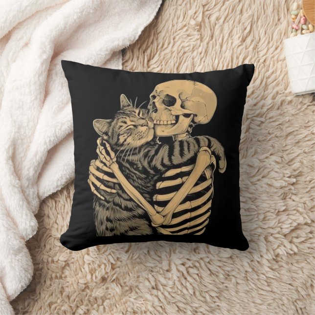  Skeleton Hugging Cat – Cute Gothic Cat Lover Gift Kussen (Deken)