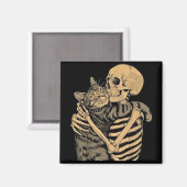  Skeleton Hugging Cat – Cute Gothic Cat Lover Gift Magneet (Voorkant / Achterkant)