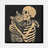  Skeleton Hugging Cat – Cute Gothic Cat Lover Gift Magneet (Voorkant)