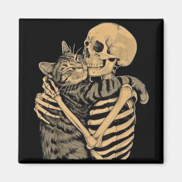  Skeleton Hugging Cat – Cute Gothic Cat Lover Gift Magneet