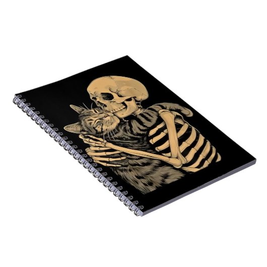  Skeleton Hugging Cat – Cute Gothic Cat Lover Gift Notitieboek (Rechterzijde)