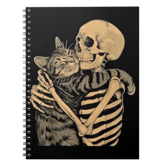  Skeleton Hugging Cat – Cute Gothic Cat Lover Gift Notitieboek (Voorkant)