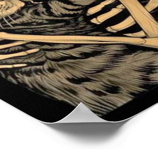  Skeleton Hugging Cat – Cute Gothic Cat Lover Gift Poster (Hoek)