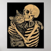  Skeleton Hugging Cat – Cute Gothic Cat Lover Gift Poster (Voorkant)