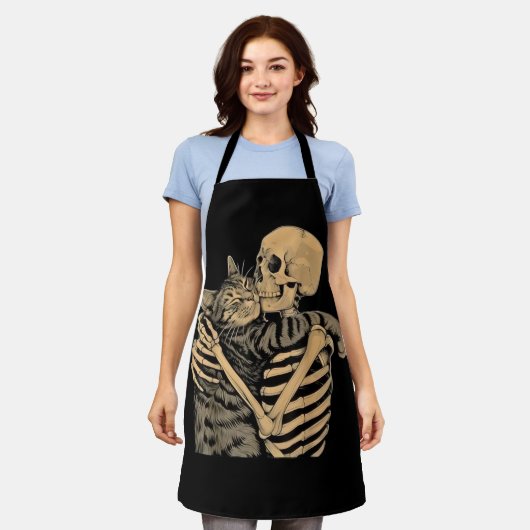 Skeleton Hugging Cat – Cute Gothic Cat Lover Gift Schort (Gedragen)