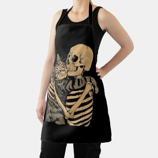  Skeleton Hugging Cat – Cute Gothic Cat Lover Gift Schort (Insitu)
