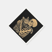 Skeleton Hugging Cat – Cute Gothic Cat Lover Gift Servet (Hoek)