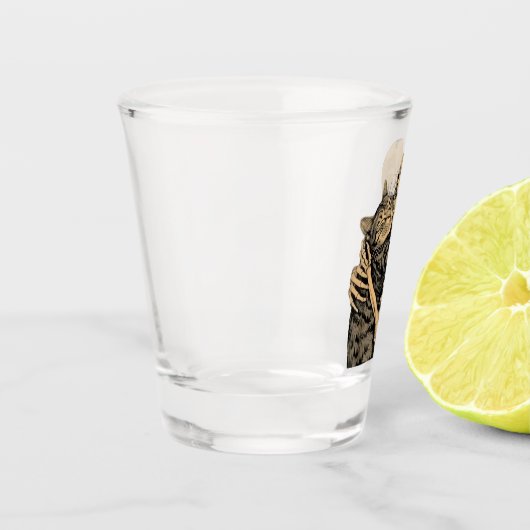  Skeleton Hugging Cat – Cute Gothic Cat Lover Gift Shot Glas (Links)