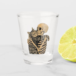  Skeleton Hugging Cat – Cute Gothic Cat Lover Gift Shot Glas