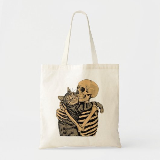  Skeleton Hugging Cat – Cute Gothic Cat Lover Gift Tote Bag (Voorkant)