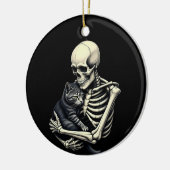 Skeleton Hugging Cat Funny Halloween Cat Lover Keramisch Ornament (Links)