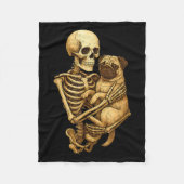 Skeleton Hugging Pug Halloween Pugs Lover Pug Mom Fleece Deken (Voorkant)
