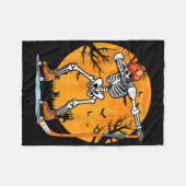 Skeleton Ice Hockey Halloween Boys Dabbing Hallowe Fleece Deken (Voorkant (Horizontaal))