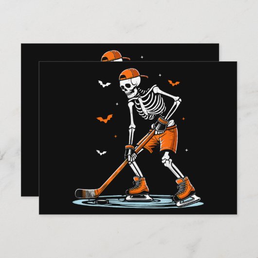 Skeleton Ice Hockey Halloween Boys Funny Halloween (Voorkant / Achterkant)