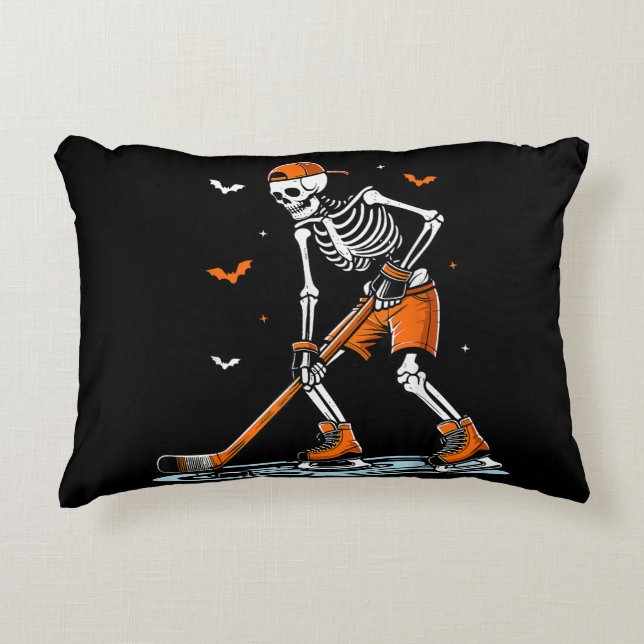 Skeleton Ice Hockey Halloween Boys Funny Halloween Accent Kussen (Voorkant)