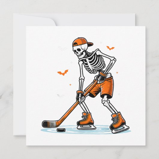 Skeleton Ice Hockey Halloween Boys Funny Halloween Bedankkaart (Achterkant)