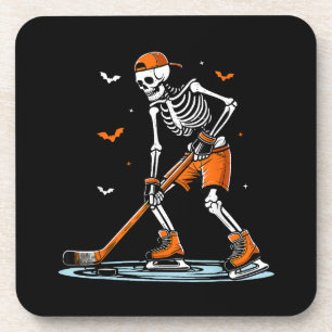 Skeleton Ice Hockey Halloween Boys Funny Halloween Bier Onderzetter