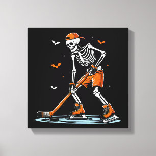 Skeleton Ice Hockey Halloween Boys Funny Halloween Canvas Afdruk
