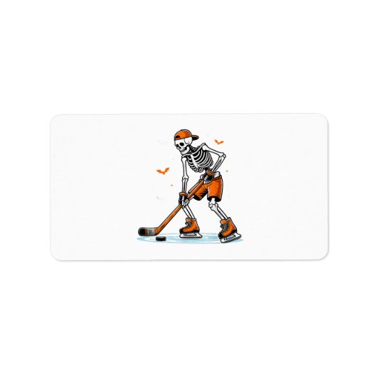 Skeleton Ice Hockey Halloween Boys Funny Halloween Etiket (Voorkant)