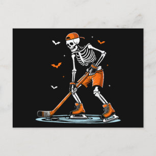 Skeleton Ice Hockey Halloween Boys Funny Halloween Feestdagenkaart